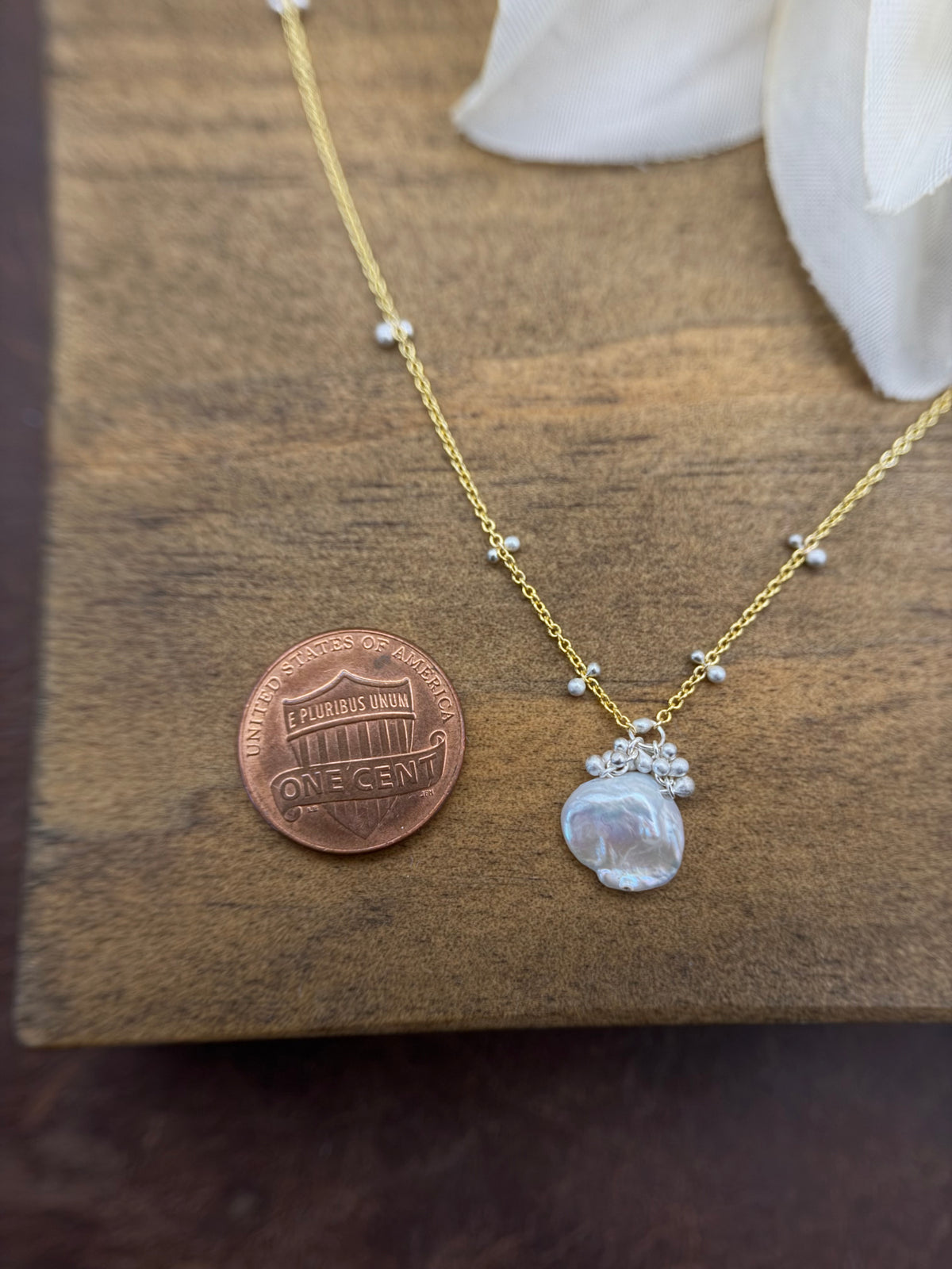 Keshi Pear Drew Drop Necklace -GF