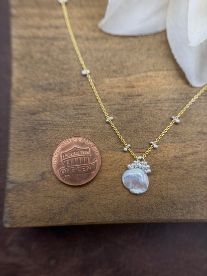 Keshi Pear Drew Drop Necklace -GF