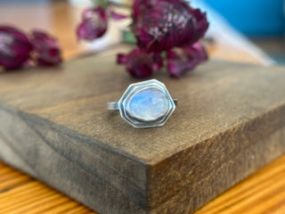 Rose Cut Moonstone Double Edge Ring