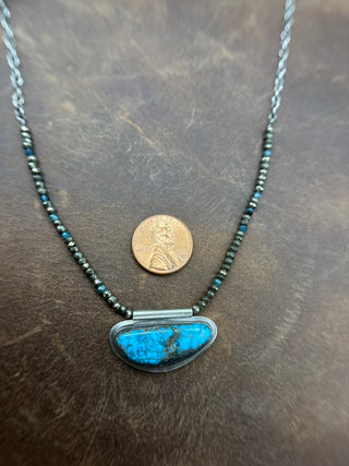 Beaded Morenci Turquoise Orbit Necklace