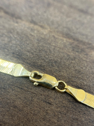 Flat Herringbone Gold Chain Necklace