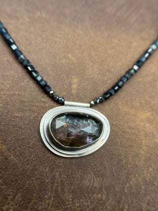 Beaded Watermelon Tourmaline Orbit Necklace