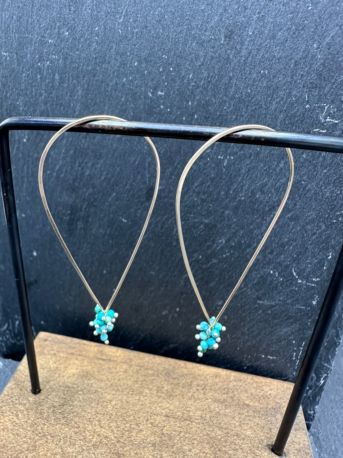 Turquoise Tear Hoops - S - GF