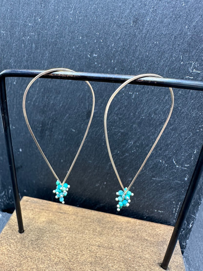 Turquoise Tear Hoops - S - GF