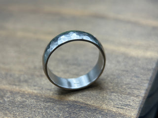 Hammered Ball Peen White Gold Band