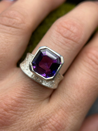 Asscher Cut Purple Ceylon Sapphire