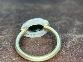 Watermelon Tourmaline Mixed Metal Edge Ring