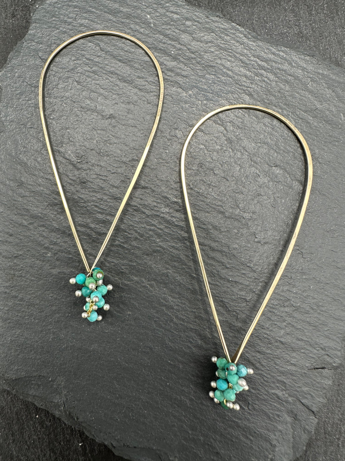 Turquoise Tear Hoops - S - GF