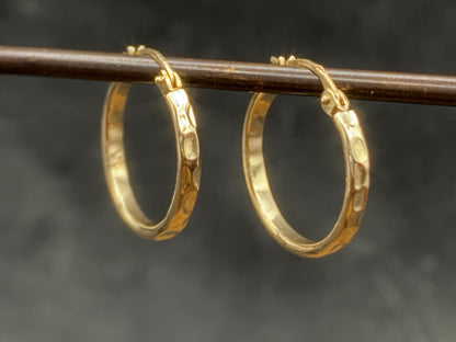 Hammered Gold Fill Hoops