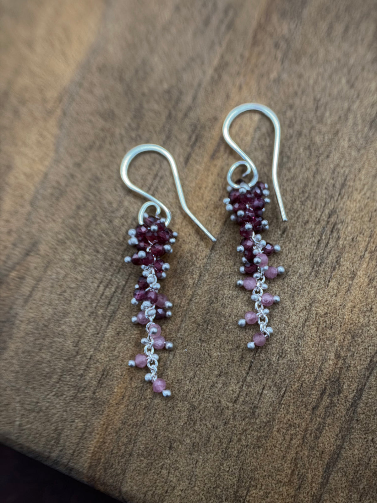 Wisteria Earrings Garnet & Pink Tourmaline- SS