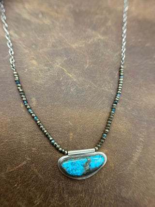 Beaded Morenci Turquoise Orbit Necklace