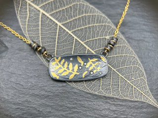 Silver & Gold Keum Boo Elongated Cushion Necklace