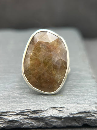 Double Shank Rose Cut Latte Sapphire Ring