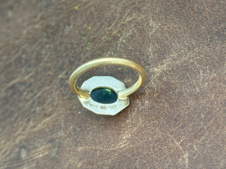 Watermelon Tourmaline Mixed Metal Edge Ring