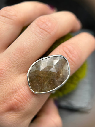 Double Shank Rose Cut Latte Sapphire Ring