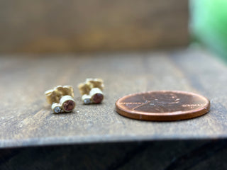 Cognac Sapphire and Diamond Studs