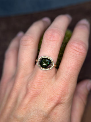 Watermelon Tourmaline Mixed Metal Edge Ring