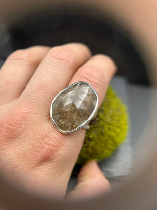 Double Shank Rose Cut Latte Sapphire Ring