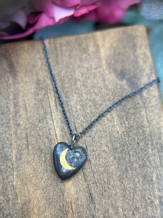 Moonstone Crescent Heart Necklace