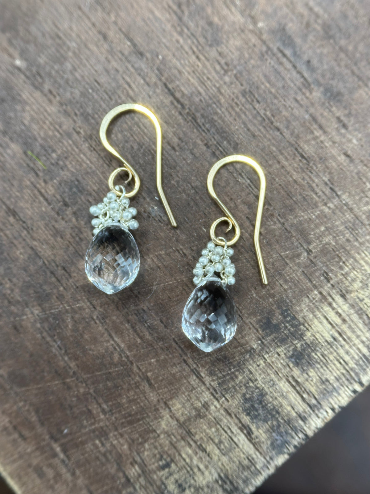 Caviar Dew Drop Quartz Earrings