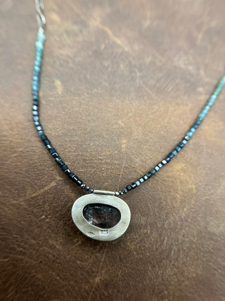 Beaded Watermelon Tourmaline Orbit Necklace