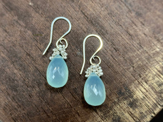 Caviar Dew Drop Earrings With Chalcedony