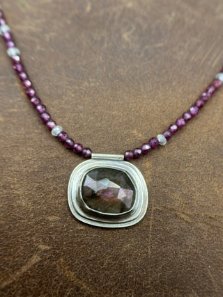 Beaded Purple Labradorite Orbit Necklace