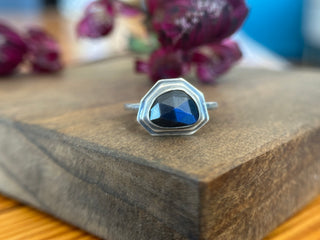 Rose Cut Labradorite Double Edge Ring