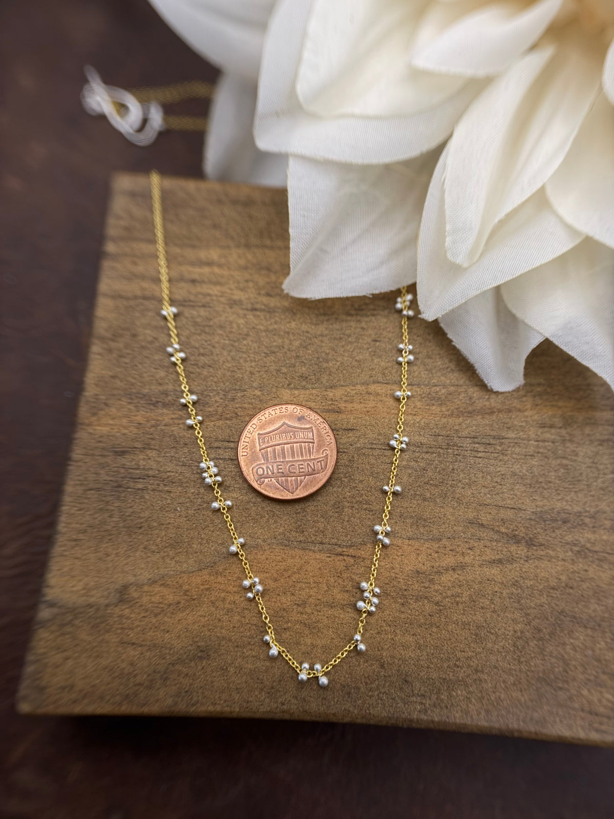 Partially Scattered Caviar Necklace - GF