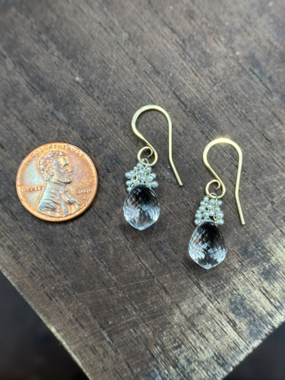 Caviar Dew Drop Quartz Earrings