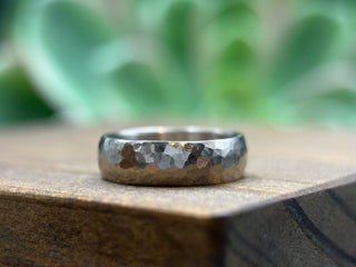 Hammered Ball Peen White Gold Band