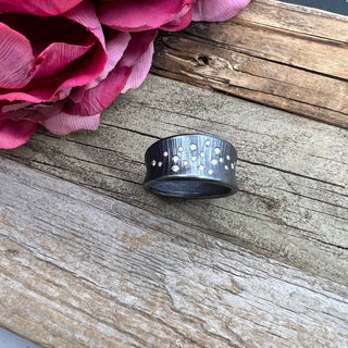 Oxidized Silver Roll Print Ring