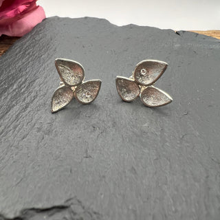 Silver Pear Cluster Post Earrings