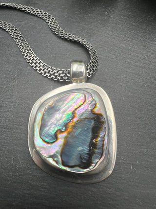 Wide Triple X Chain & Abalone Pendant