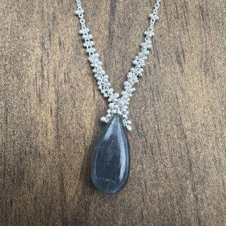Clustered Wisteria Necklace with Long Labradorite