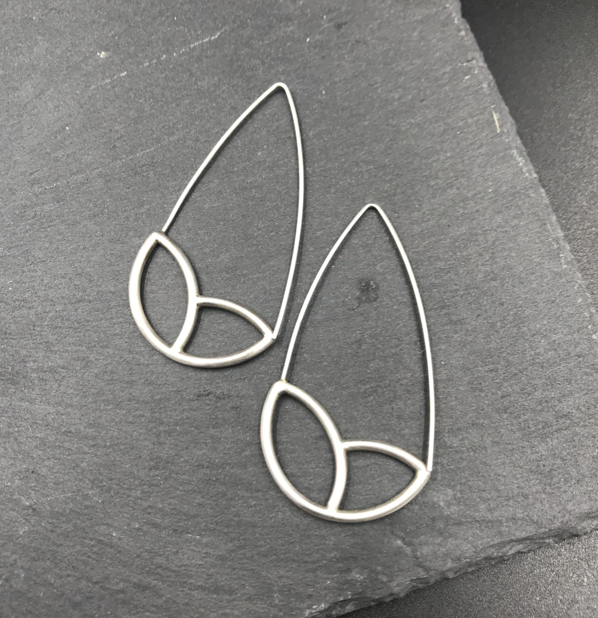 Minimalist botanical floral sterling silver laurel hoop earring
