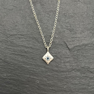 Silver Night Charm Pendant in Aquamarine