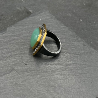 Chrysoprase and Diamond Cocktail Ring
